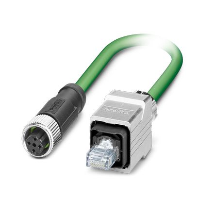 Phoenix Contact PROFINET Cordset; NBC-M12FSD/ 1.0-93B/R4RC; M12 to RJ45 Push Pull; CAT5; Female Straight to Male Straight; 4-Pin; 1m PVC Cable
